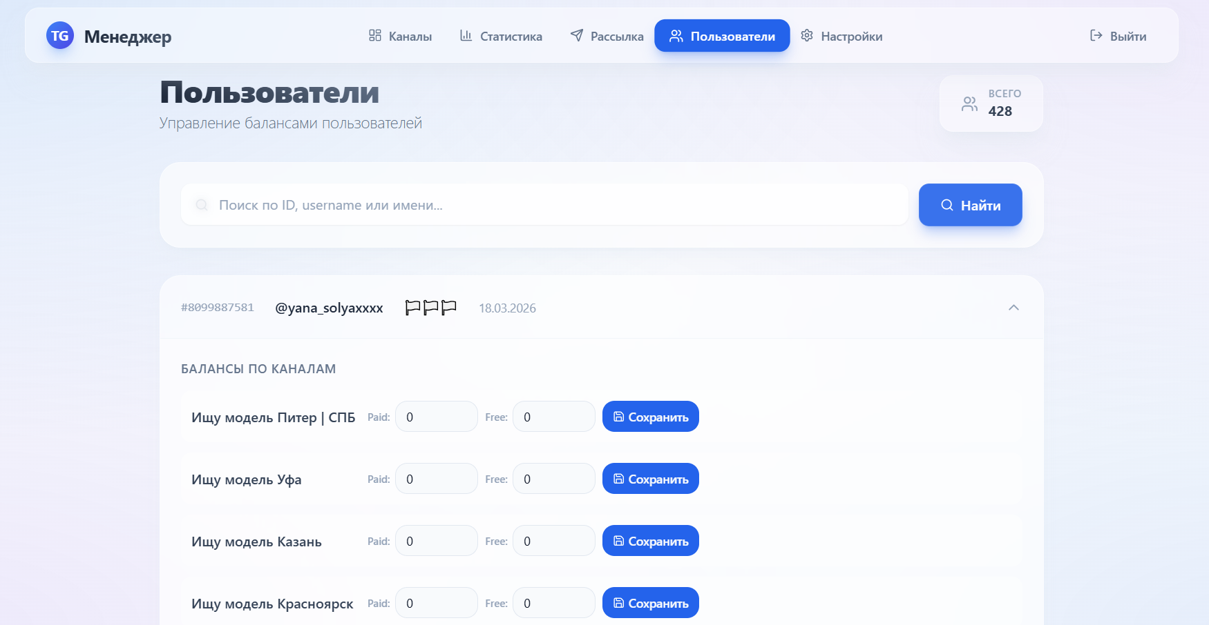TGChannelsManager